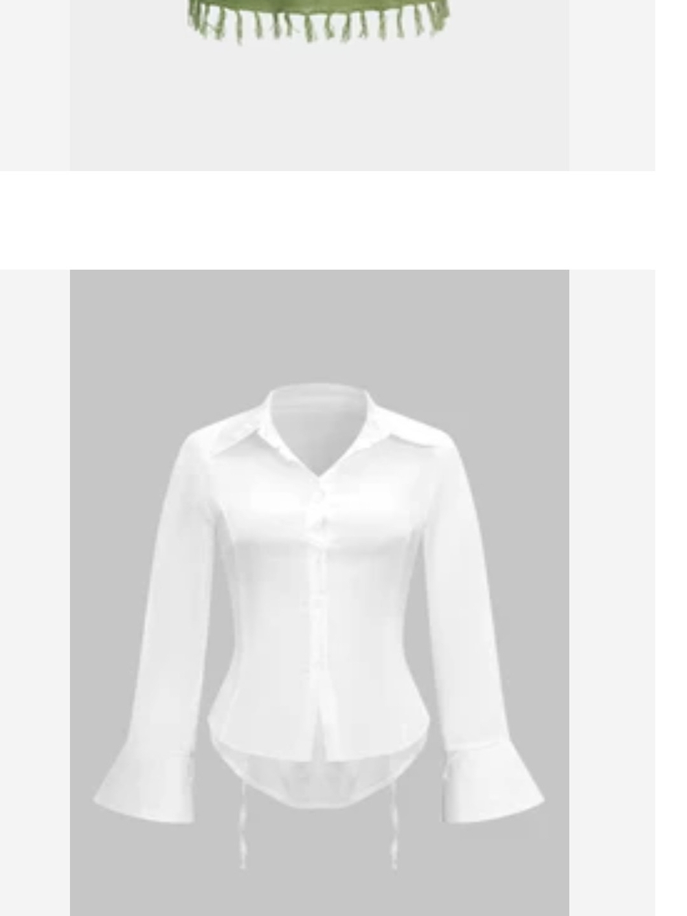 Women's White Button-Down Shirt with Flared Cuffs